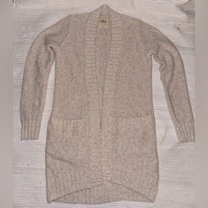Hollister Cream Confetti Knit Open Front Cardigan